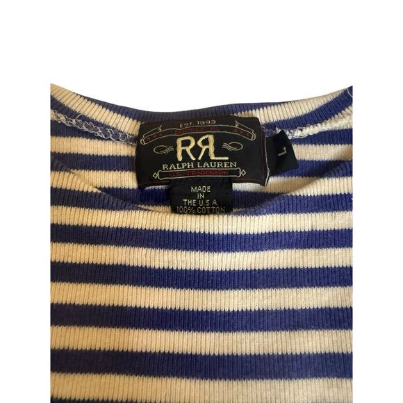 RRL Ralph Lauren Blue White Striped Tank Women’s Large Made in USA 100% Cotton - Picture 4 of 7
